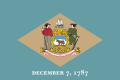 The flag of Delaware includes "a background of colonial blue surrounding a diamond of buff"