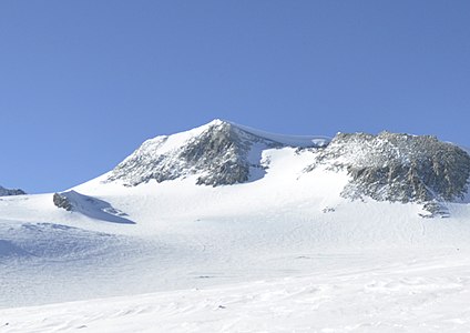 The summit of Mount Vinson is the highest point of Antarctica and the Antarctic.