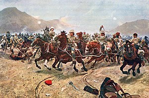 «Майванд. Спасение орудий». Отступление британской конной артиллерии. Картина Ричарда Вудвиля