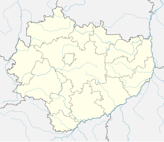 Mapa konturowa województwa świętokrzyskiego, na dole znajduje się punkt z opisem „Opatowiec”