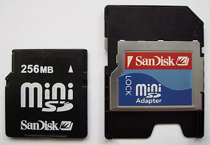 MiniSD Card with an SD card adapter