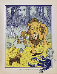 Dorothy meets the Cowardly Lion, from the first edition of The Wonderful Wizard of Oz