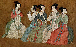 12th-century art, Chinese women playing flutes