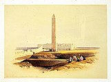 Obelisk at Alexandria Commonly Called Cleopatra's Needle. Lithograph by Louis Haghe from an original by David Roberts