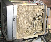 Right side view, housing removed, one of its printed circuit boards exposed (courtesy: Richard Diehl)