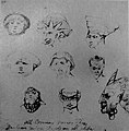 9 Grotesque or Demoniac Heads, Butlin #767 recto c 1819-20 183x188mm - F Bailey Vanderhoef Jr - Ojai California
