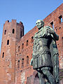 Bronze statue at the Porta Palatina in Turin
