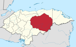 Location of Olancho in Honduras