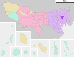 Location of Taitō in Tokyo Metropolis