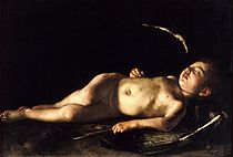 Caravaggio Sleeping Cupid. 72 × 105 cm.