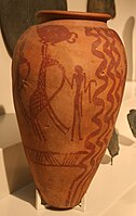 Paintings with symbols on Naqada II pottery. 3500-3200 BC.