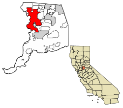 サクラメント郡内の位置の位置図
