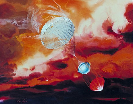 Artist's impression of the probe's entry into Jupiter's atmosphere