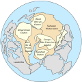 Pannotia, 545 Mya (disputed), centered on South Pole