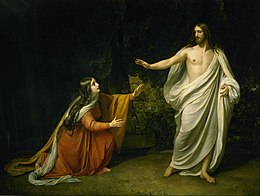 Jesus appearing to Mary Magdalene after his resurrection from the dead, depicted by Alexander Andreyevich Ivanov.