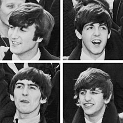Az együttes tagjai 1964-ben: Fent: John Lennon, Paul McCartney Lent: George Harrison, Ringo Starr
