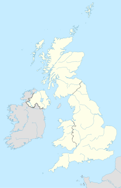 Mapa konturowa Wielkiej Brytanii, na dole nieco na prawo znajduje się punkt z opisem „Hereford”