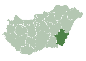 Harta județului Bichiș în cadrul Ungariei