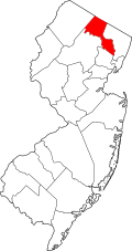 パサイク郡の位置を示したニュージャージー州の地図