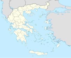 Mapa konturowa Grecji, u góry znajduje się punkt z opisem „Klasztor Watopedi”