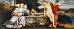 『聖愛と俗愛』 ティツィアーノ・ヴェチェッリオ 1512-1515 画布、油彩 118 × 279 cm ボルゲーゼ美術館