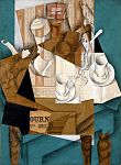 Breakfast; by Juan Gris; 1914; gouache, oil and crayon on cut-and-pasted printed paper on canvas; 80.9 x 59.7 cm; Museum of Modern Art (New York City)[259]