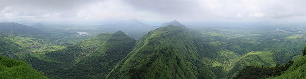 Panorama of the Western Ghats during the monsoon