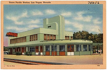 The Las Vegas Union Pacific Railroad station (mid-1930s, demolished 1971)