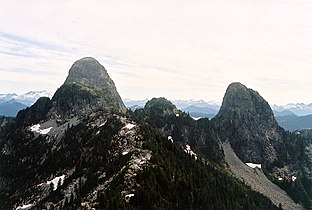 The Lions from nearby Unnecessary Mountain, showing the difference in height between the two peaks