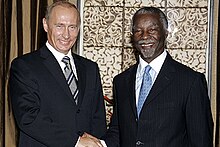 Putin and the former South African president Thabo Mbeki in Cape Town, South Africa on September, 2006.
