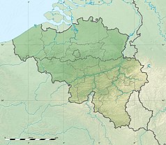 Mapa konturowa Belgii, po prawej znajduje się punkt z opisem „miejsce bitwy”