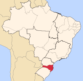 산타카타리나 주가 강조된 브라질 지도