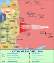 Map of the sites related to the Katyn massacre