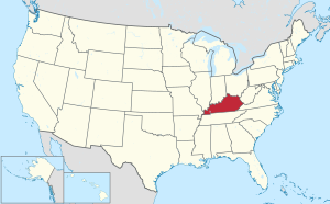 Map of the United States highlighting Kentucky