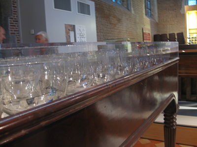 Glass Harp made by Joseph Mattau of Brussels, approximately 1850 - on display in the Vleeshuis Museum in Antwerp, Belgium