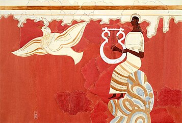 Фреска с музыкантом во Дворце Нестора, Пилос (около 1300 г. до. н. э.)