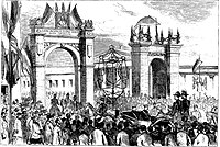 Začasni slavolok zgrajen v Bukarešti za praznovanje romunske zmage v Rusko-turški vojni (1877–1878)