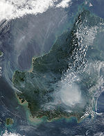 Incendios y humo en Borneo