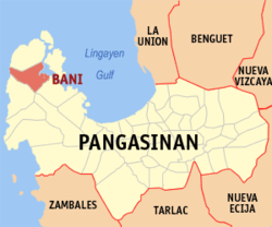 Peta Pangasinan dengan Bani dipaparkan