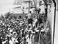 Vietnamese refugees transferring ships