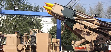 Pinaka rockets manufactured by OFAJ and the launcher by VFJ