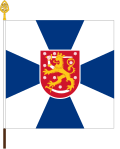 The colour of the Finnish Guard Jaeger Regiment. Note the Imperial Russian-style design of the flag which is symbolic of the lineage of the regiment as part of the Russian imperial guard.