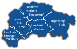 Mittelhessen und seine fünf Landkreise