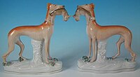Pair of Whippets and Hares figures, circa 1860.