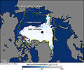 Image 6Sea cover in the Arctic Ocean, showing the median, 2005 and 2007 coverage (from Arctic Ocean)