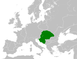 The Kingdom of Hungary (green) in 1190