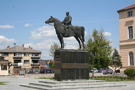 Споменик Живојину Мишићу у Мионици где је преузео команду од Петра Бојовића.