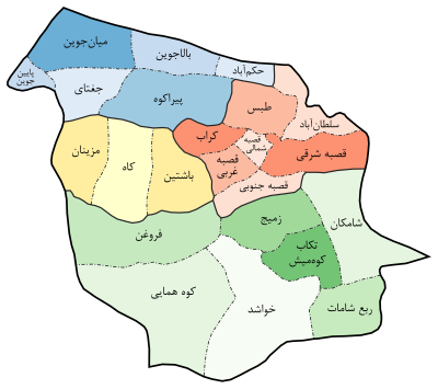 تقسیمات شهرستان سبزوار در ۱۳۶۵