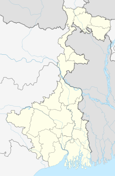 Mapa konturowa Bengalu Zachodniego, na dole nieco na prawo znajduje się punkt z opisem „Kamarhati”
