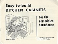 A guide to improving farmhouse kitchens, put out by the department's Institute of Home Economics, Agricultural Research Service, in 1952